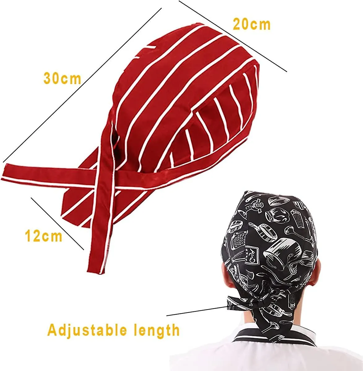 5pcs Algodón ajustable Chef Hat Japanese Chef Hat Bandana Hat Chef Bandana Cook For Kitchen Food