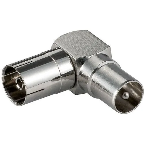 ADAPTADOR ANTENA COAXIAL MACHO  HEMBRA EN ANGULO RECTO  GRIS