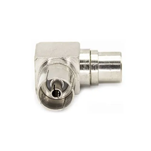 ADAPTADOR ANTENA COAXIAL MACHO  HEMBRA EN ANGULO RECTO  GRIS