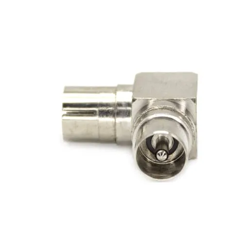 ADAPTADOR ANTENA COAXIAL MACHO  HEMBRA EN ANGULO RECTO  GRIS