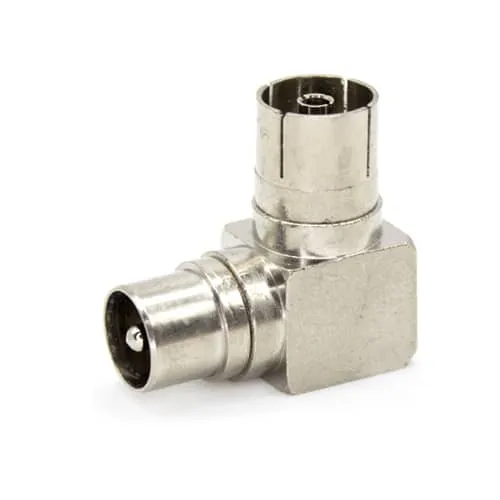 ADAPTADOR ANTENA COAXIAL MACHO  HEMBRA EN ANGULO RECTO  GRIS