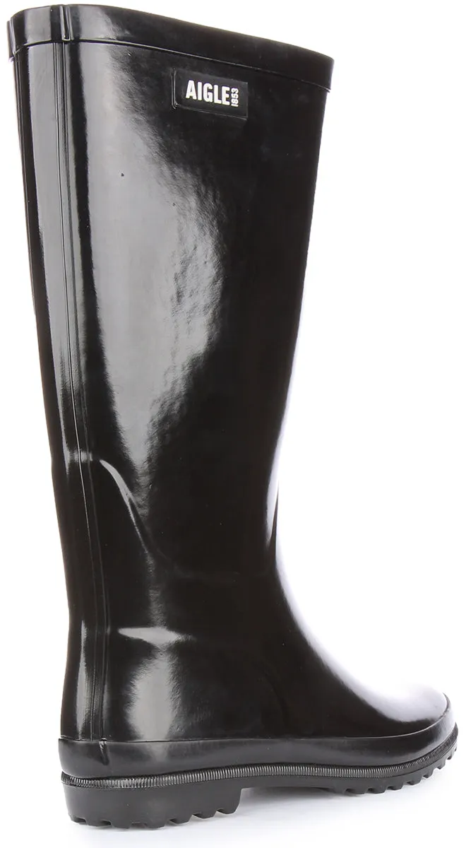 Aigle Eliosa Bota de agua de caucho natural para mujer en negro