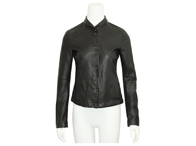 Autre Marque Chaqueta de cuero y algodón negra de diseñador contemporáneo Negro 