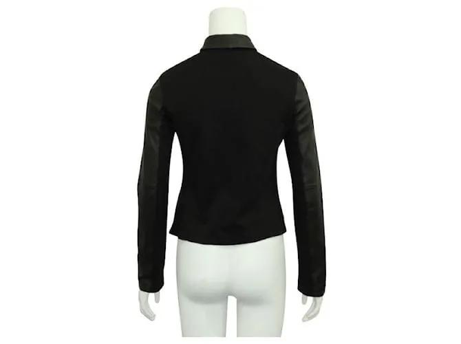 Autre Marque Chaqueta de cuero y algodón negra de diseñador contemporáneo Negro 