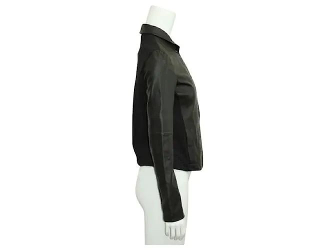 Autre Marque Chaqueta de cuero y algodón negra de diseñador contemporáneo Negro 