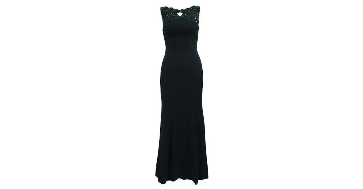 Autre Marque Vestido negro con cristales de Monique Lhuillier 