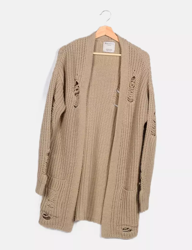 Bershka Chaqueta beige punto