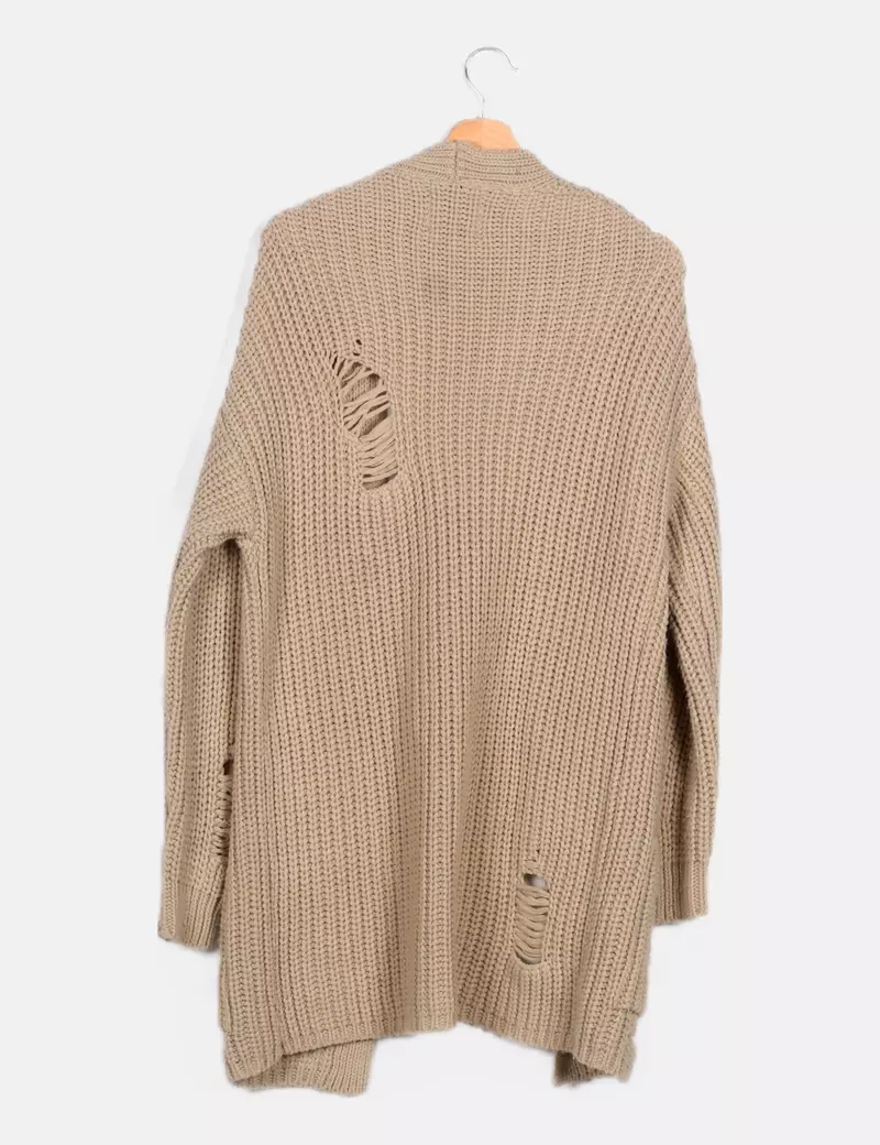 Bershka Chaqueta beige punto