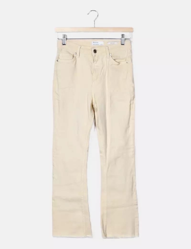 Bershka Jeans flare crop beige