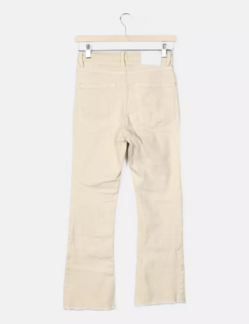 Bershka Jeans flare crop beige