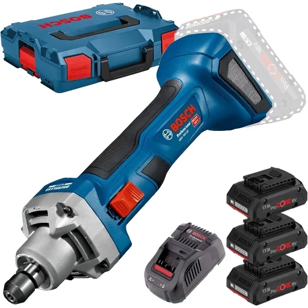 BOSCH  0615990L1R  JUEGO3 PILAS SI INCARCATOR, LIION, 18 V, 4 AH, CAJA ESPECIAL + BOSCH  GGS 18V20  AMOLADORA RECTA SIN BA