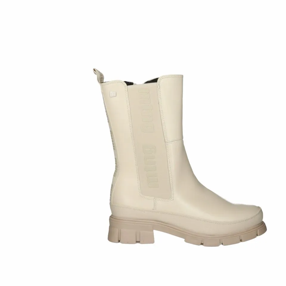 Bota Cremallera Beig Elastico Lateral Piso Goma