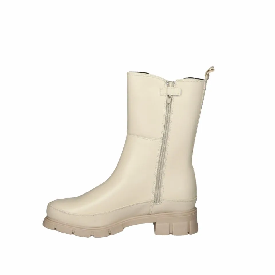 Bota Cremallera Beig Elastico Lateral Piso Goma