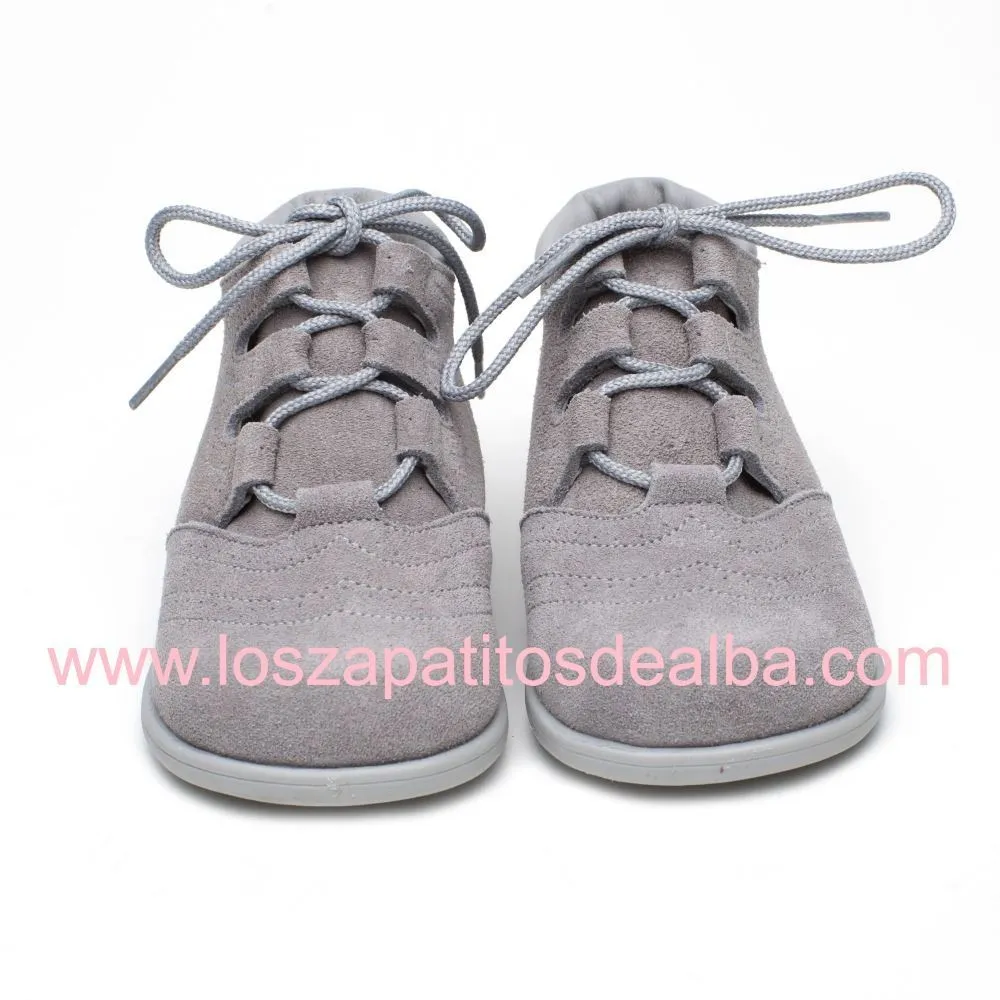 Botas Bebe Inglesitos Gris Serraje Primeros Pasos