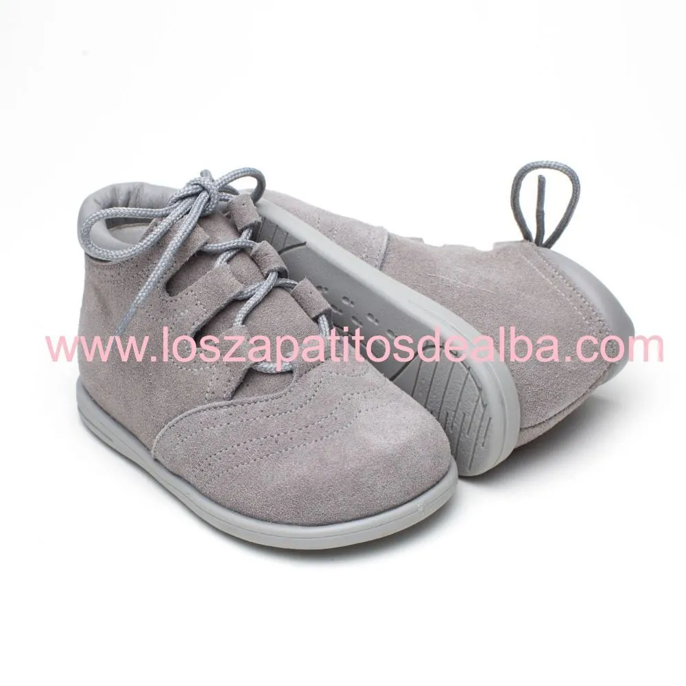 Botas Bebe Inglesitos Gris Serraje Primeros Pasos