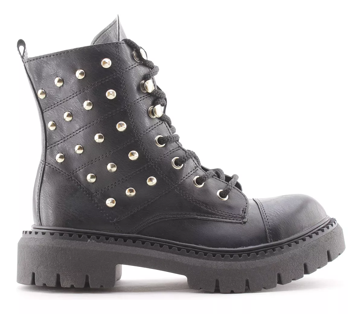 Botas Borcegos Acordonados Tachas Bajos Dama Gin Carg