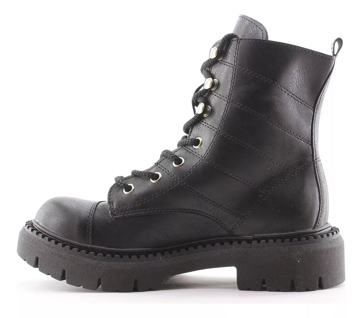 Botas Borcegos Acordonados Tachas Bajos Dama Gin Carg