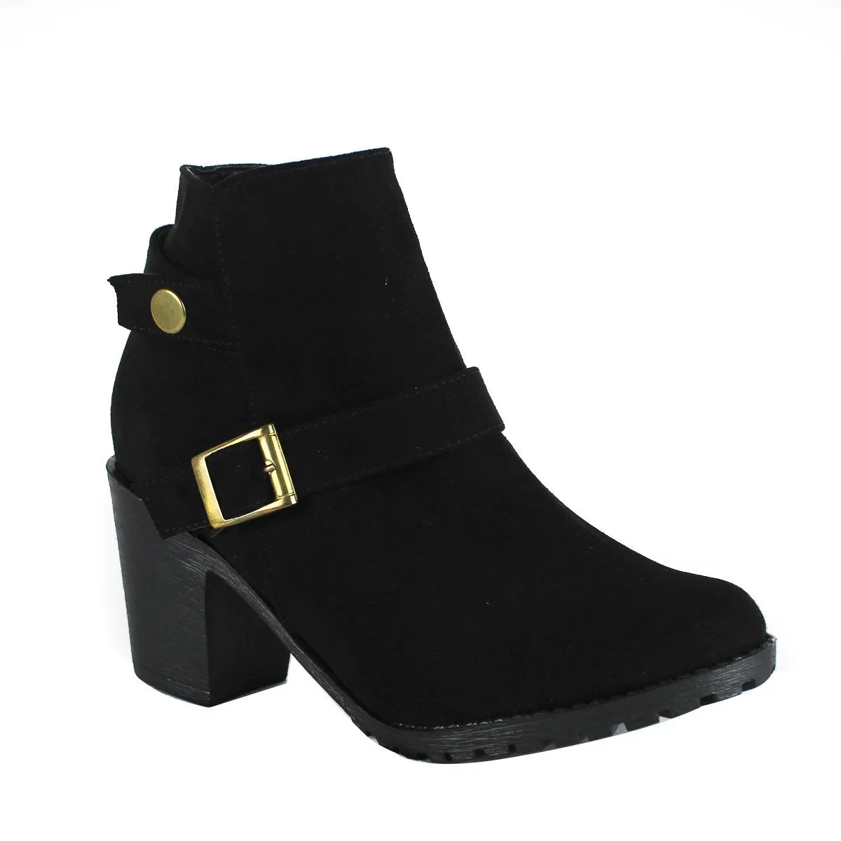 Botínes Casuales para Mujer Tacón Medio Color Negro RBCOLLECTION