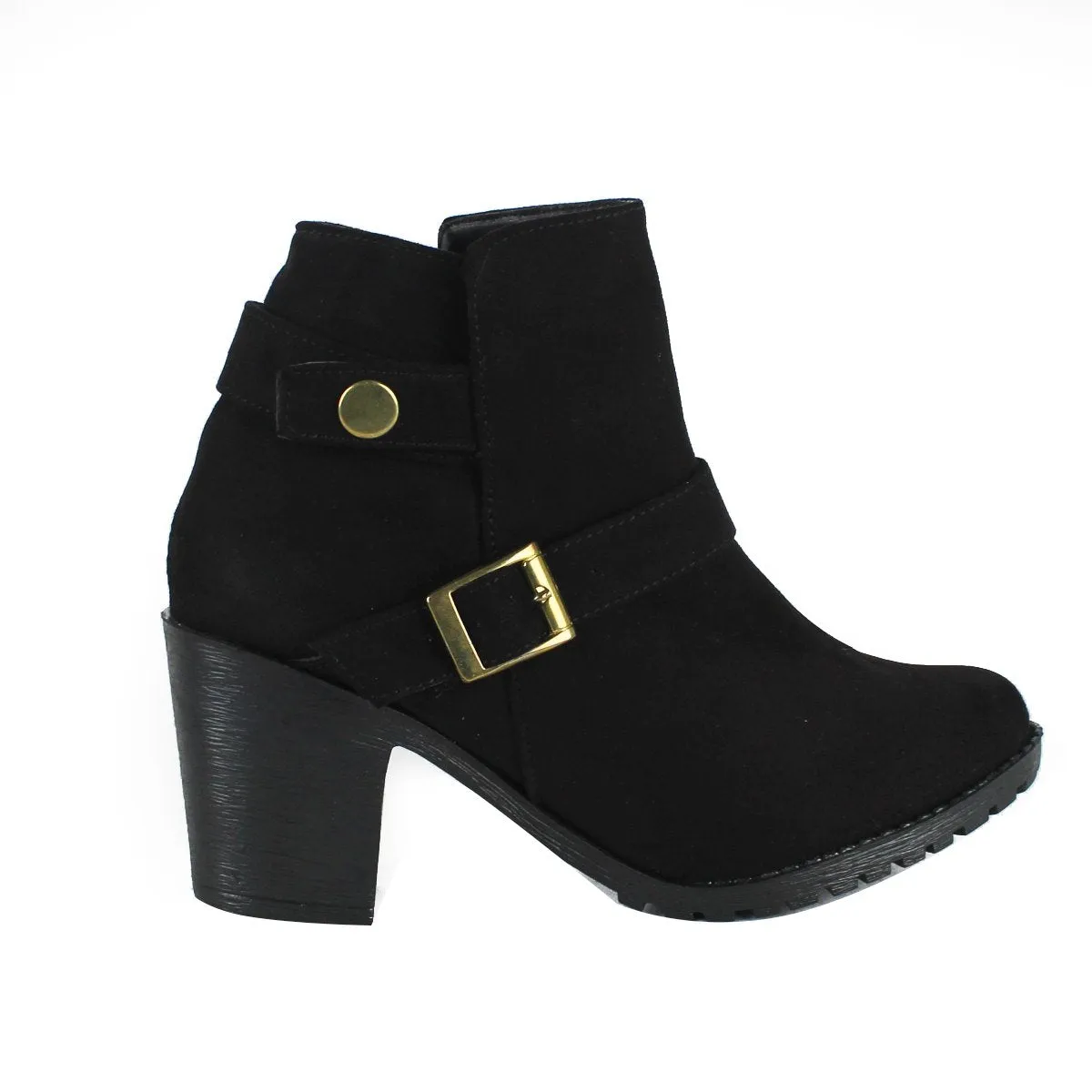 Botínes Casuales para Mujer Tacón Medio Color Negro RBCOLLECTION