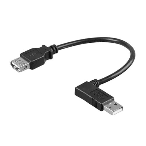 Cable Prolongador USB Hembra A USB Macho 90 Grados 0.15 M Negro