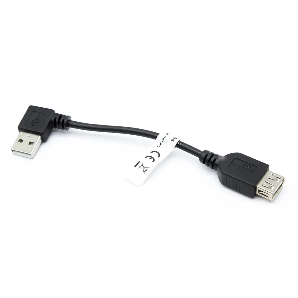 Cable Prolongador USB Hembra A USB Macho 90 Grados 0.15 M Negro