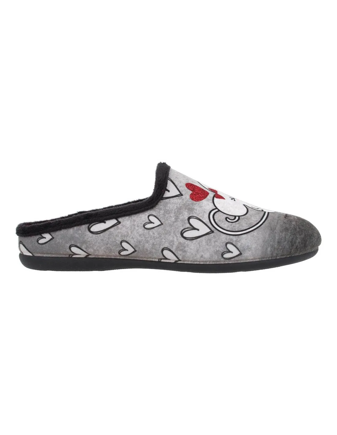 CABRERA  ZAPATILLAS DE CASA RATITA CORAZONES NEGRO