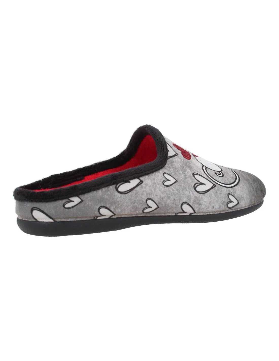 CABRERA  ZAPATILLAS DE CASA RATITA CORAZONES NEGRO