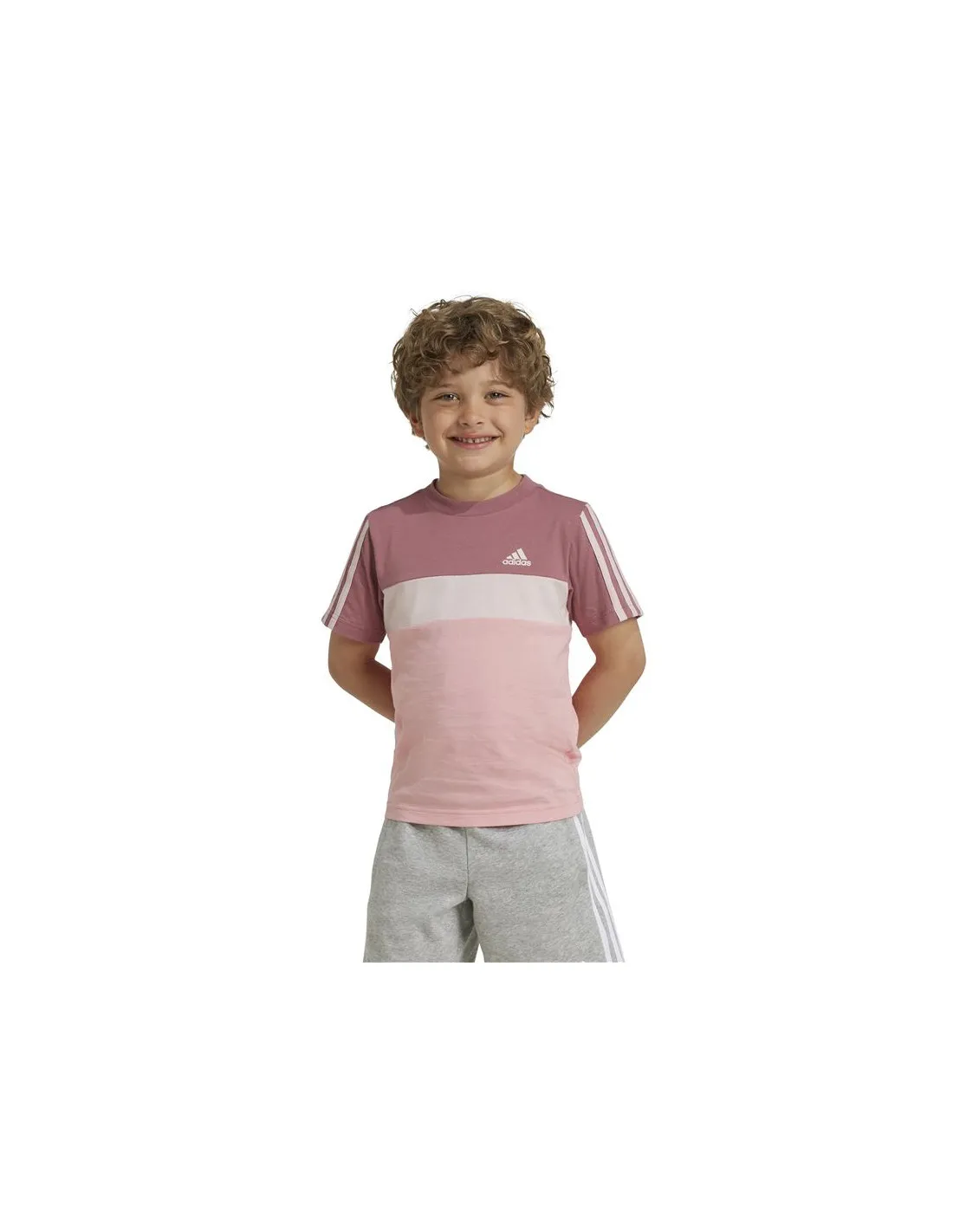 CAMISETA ADIDAS LITTLE TIBERIO 3STRIPES COLORBLOCK COTTON INFANTIL ROSA