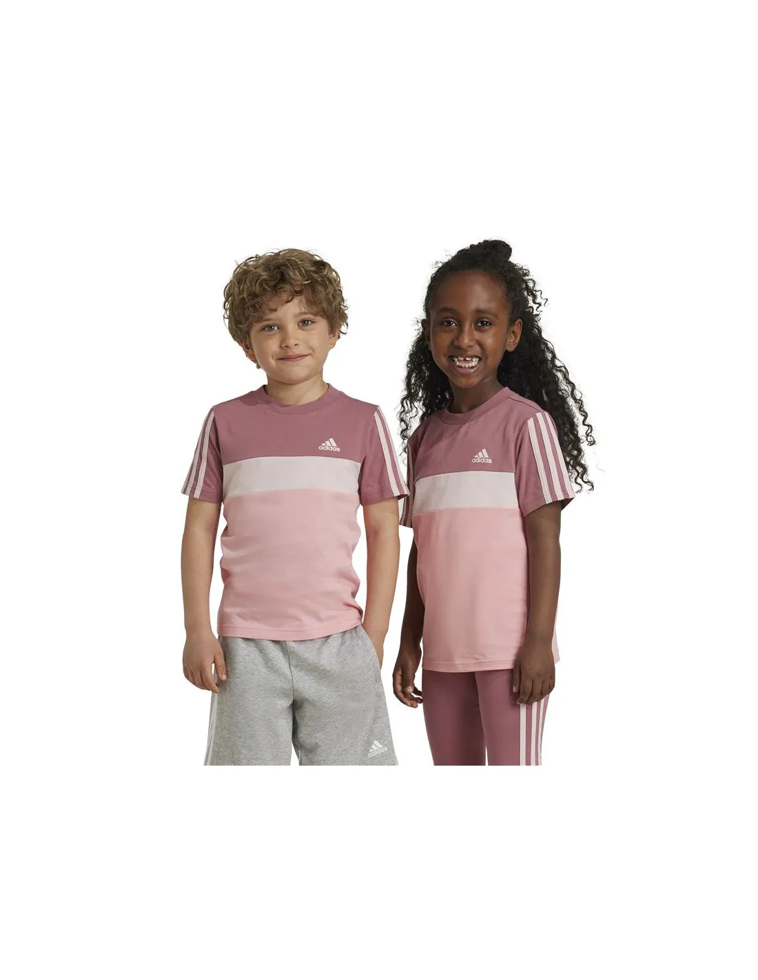CAMISETA ADIDAS LITTLE TIBERIO 3STRIPES COLORBLOCK COTTON INFANTIL ROSA