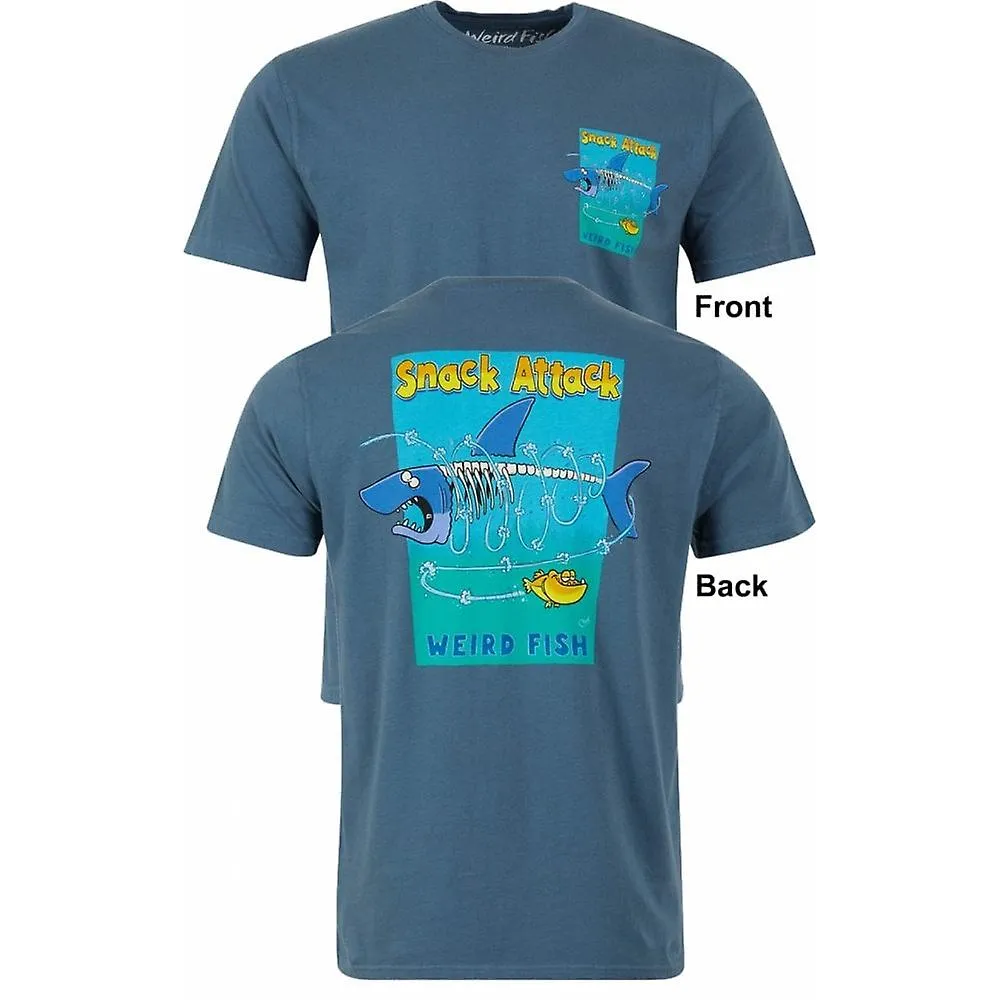 Camiseta de cuello redondo de algodón con estampado de algodón WEIRD FISH Weird Fish Weird Fish para hombre Big Size Snack Attac