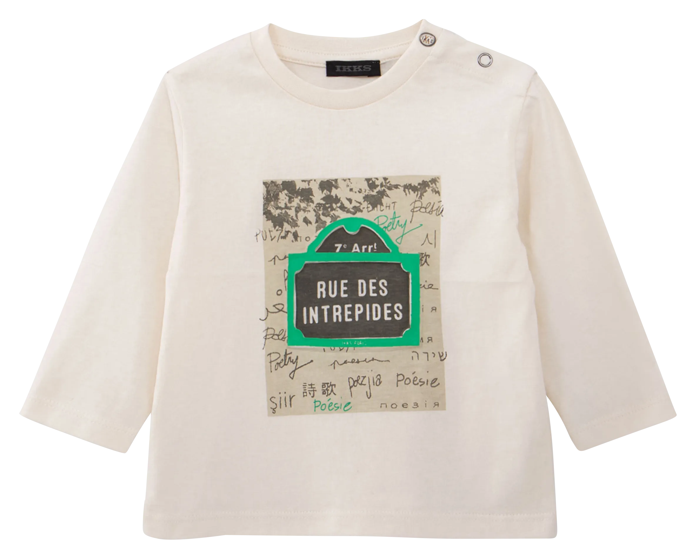 Camiseta de manga larga estampada de algodón. en blanco