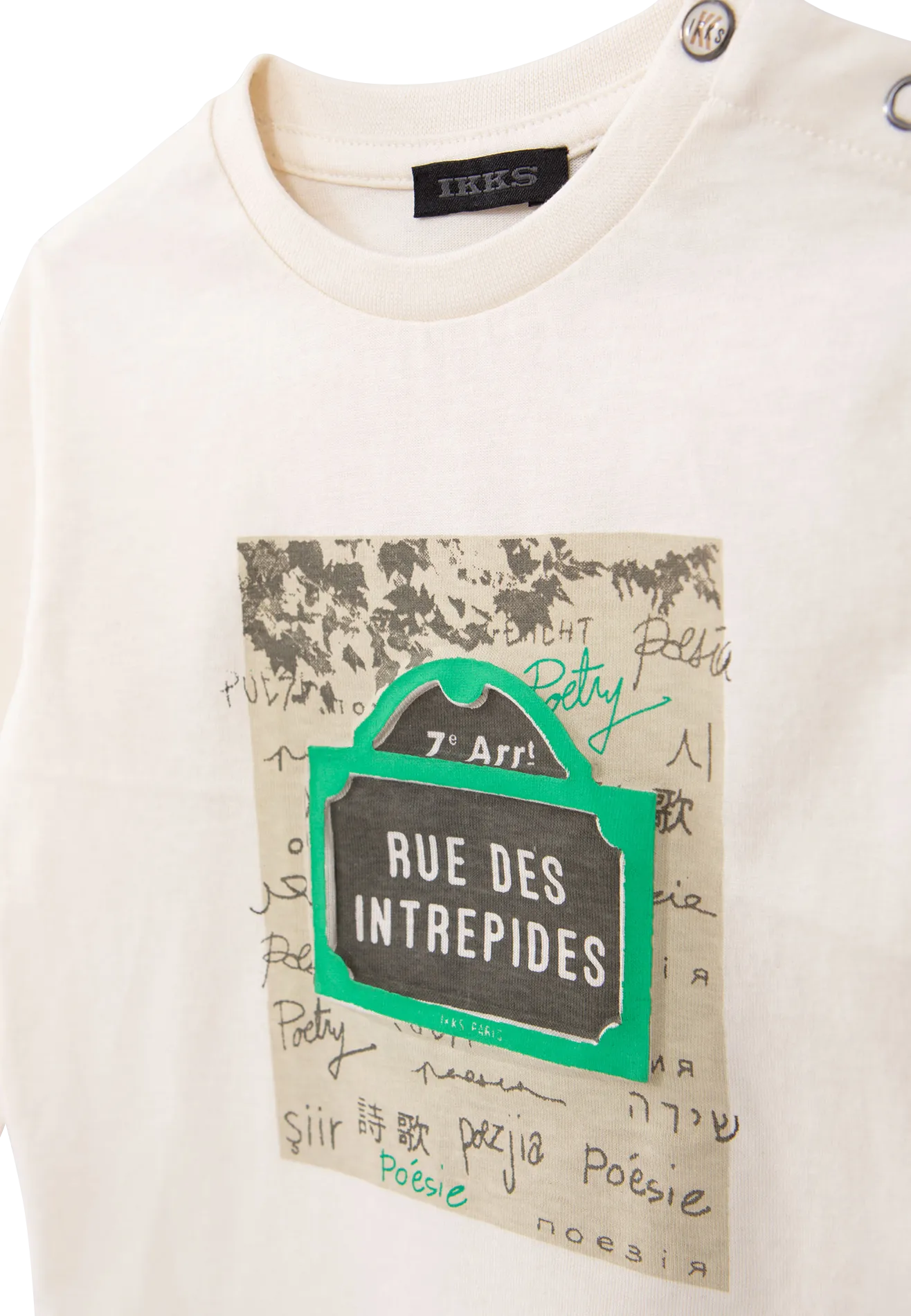 Camiseta de manga larga estampada de algodón. en blanco