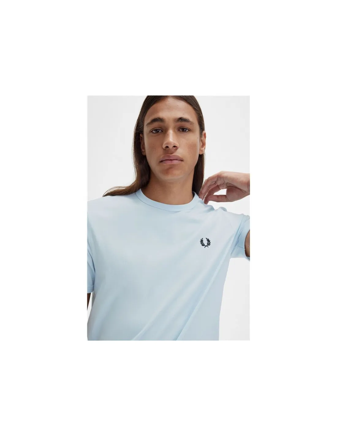 Camiseta Fred Perry Ringer Hombre Azul Claro