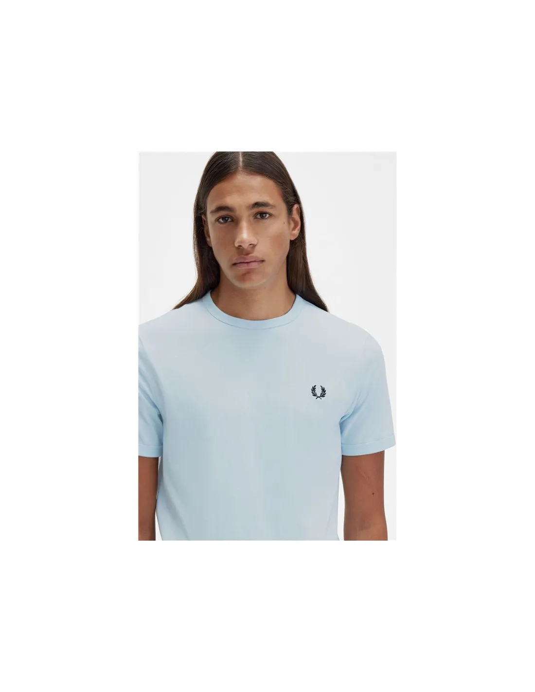 Camiseta Fred Perry Ringer Hombre Azul Claro
