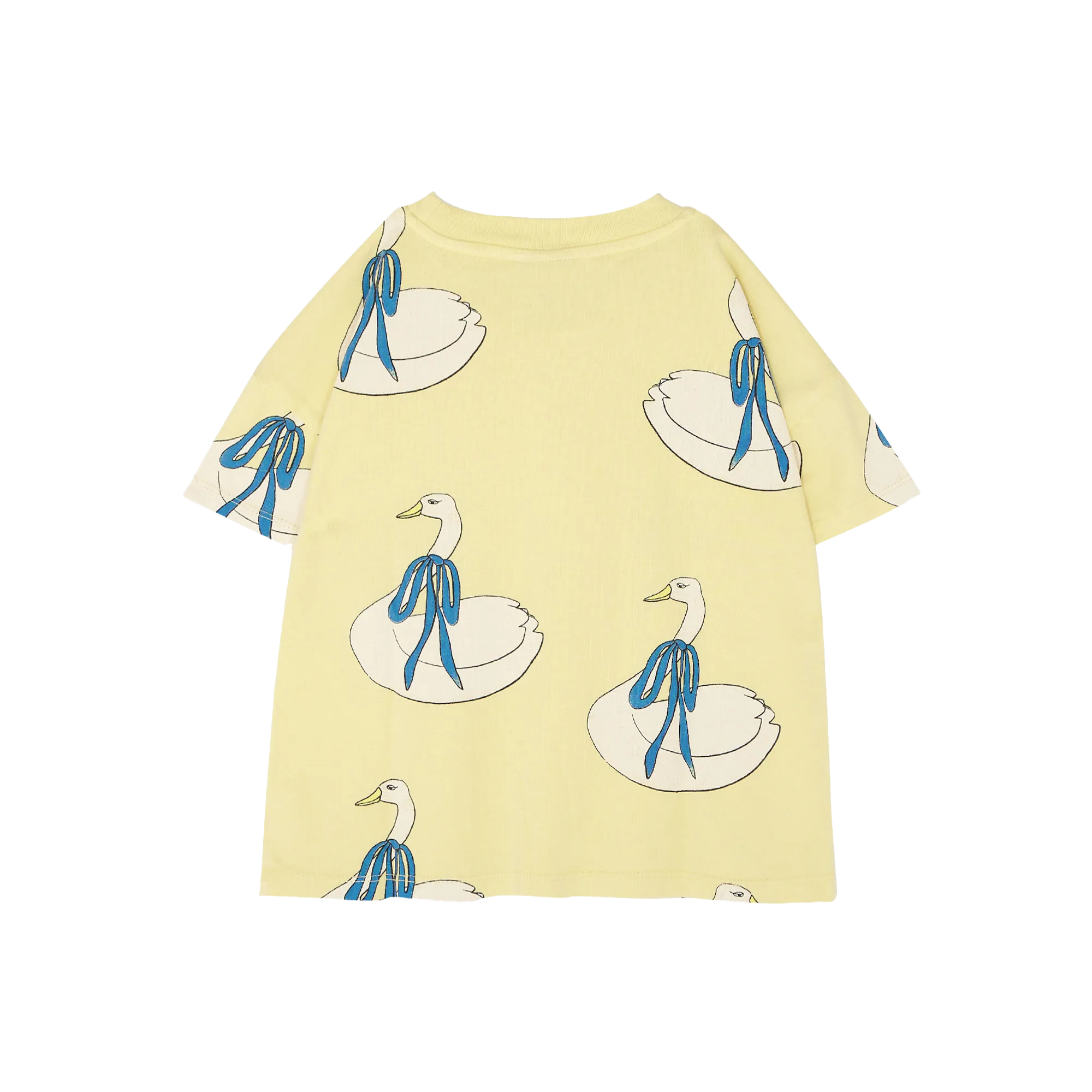 Camiseta holgada de algodón estampada con cuello redondo en amarillo