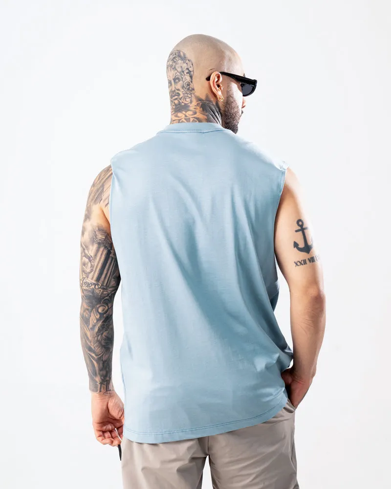 Camiseta Sin Mangas Para Hombre Azul Grisáceo Hustle