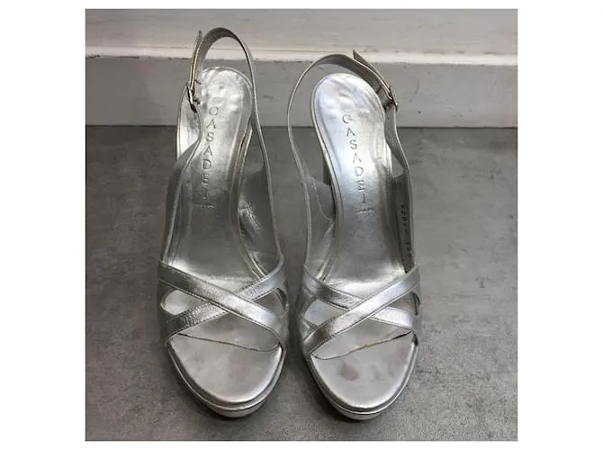 CASADEI Sandalias T.UE 37.5 cuero Plata 
