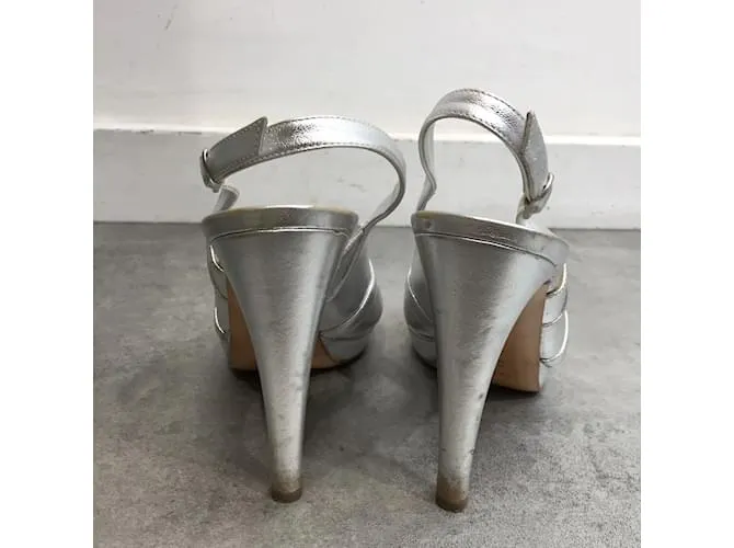 CASADEI Sandalias T.UE 37.5 cuero Plata 