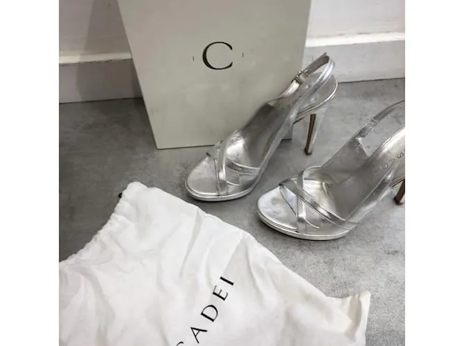 CASADEI Sandalias T.UE 37.5 cuero Plata 