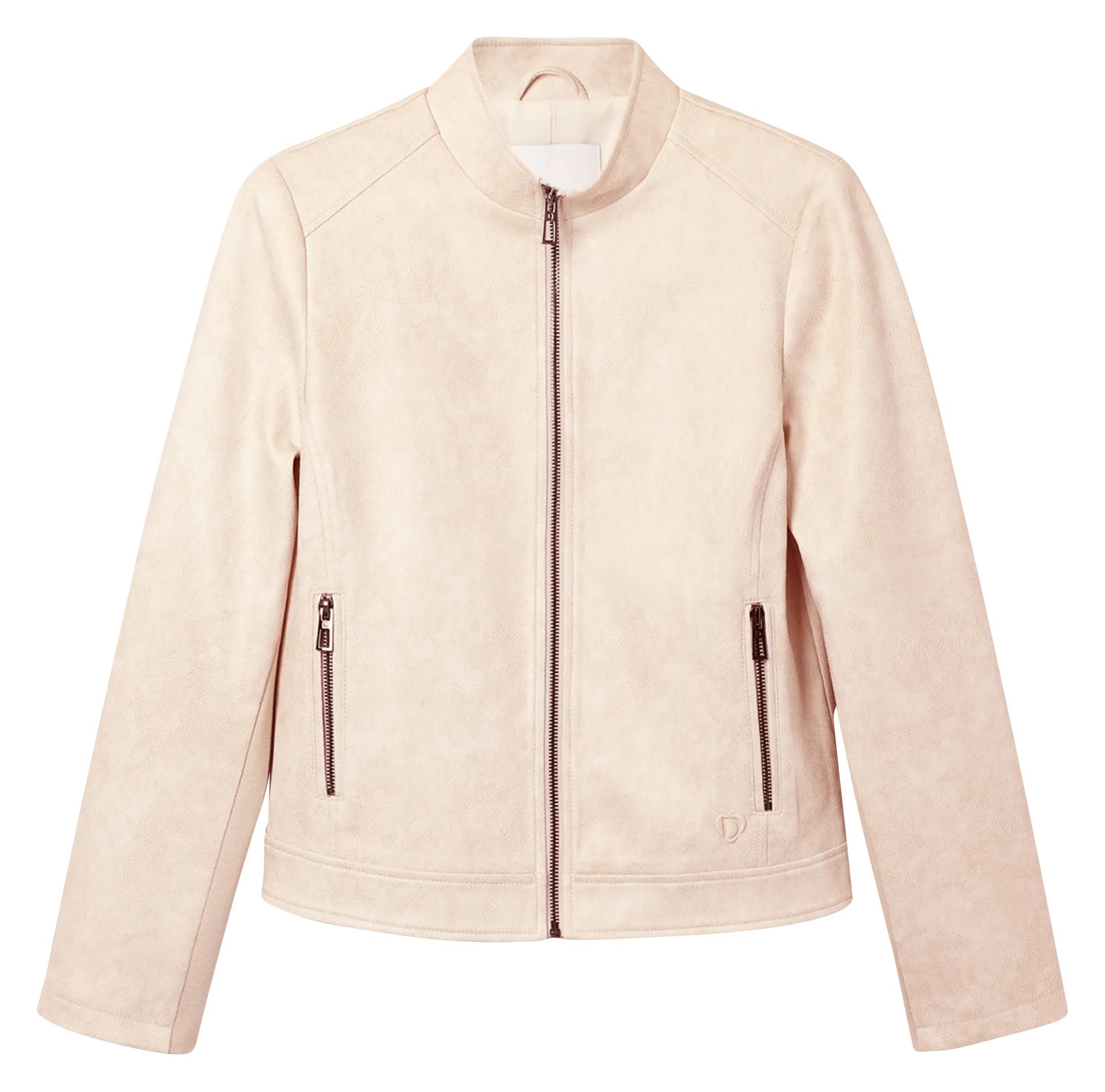 Chaqueta biker ajustada con cuello mao en blanco
