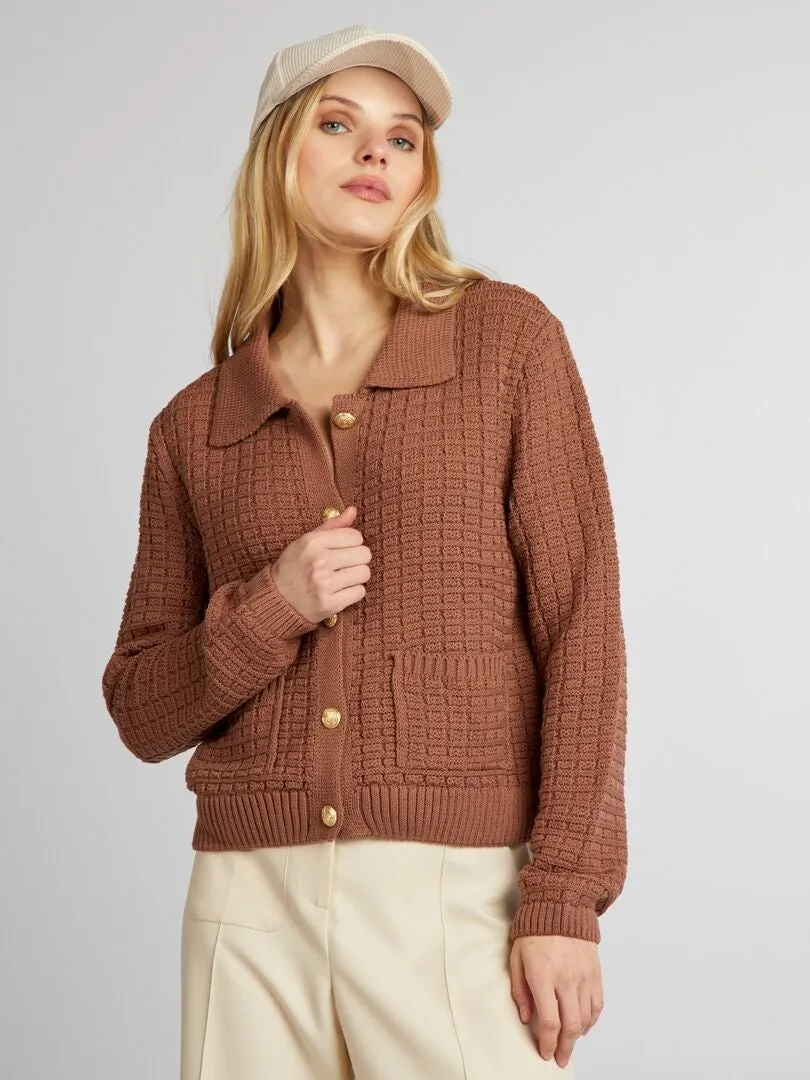 CHAQUETA CON CUELLO DE POLO  MARRON