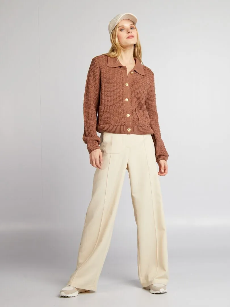 CHAQUETA CON CUELLO DE POLO  MARRON