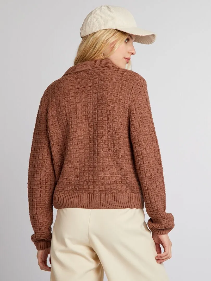 CHAQUETA CON CUELLO DE POLO  MARRON