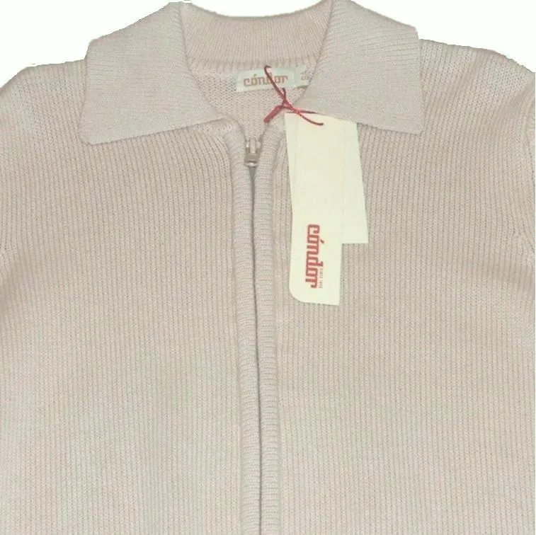 CHAQUETA CREMALLERA PUNTO NIÑO VERANO CÓNDOR  BEIGE