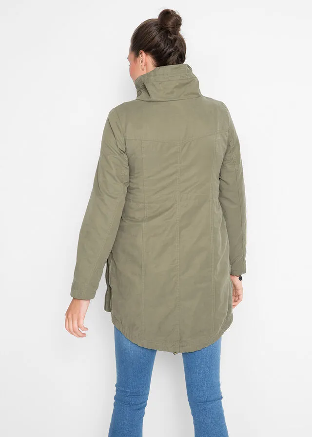 Chaqueta de porteo/chaqueta premamá con forro de punto Verde oliva