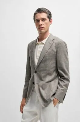 Chaqueta slim fit de seda y lana virgen a cuadros