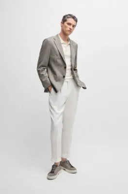 Chaqueta slim fit de seda y lana virgen a cuadros