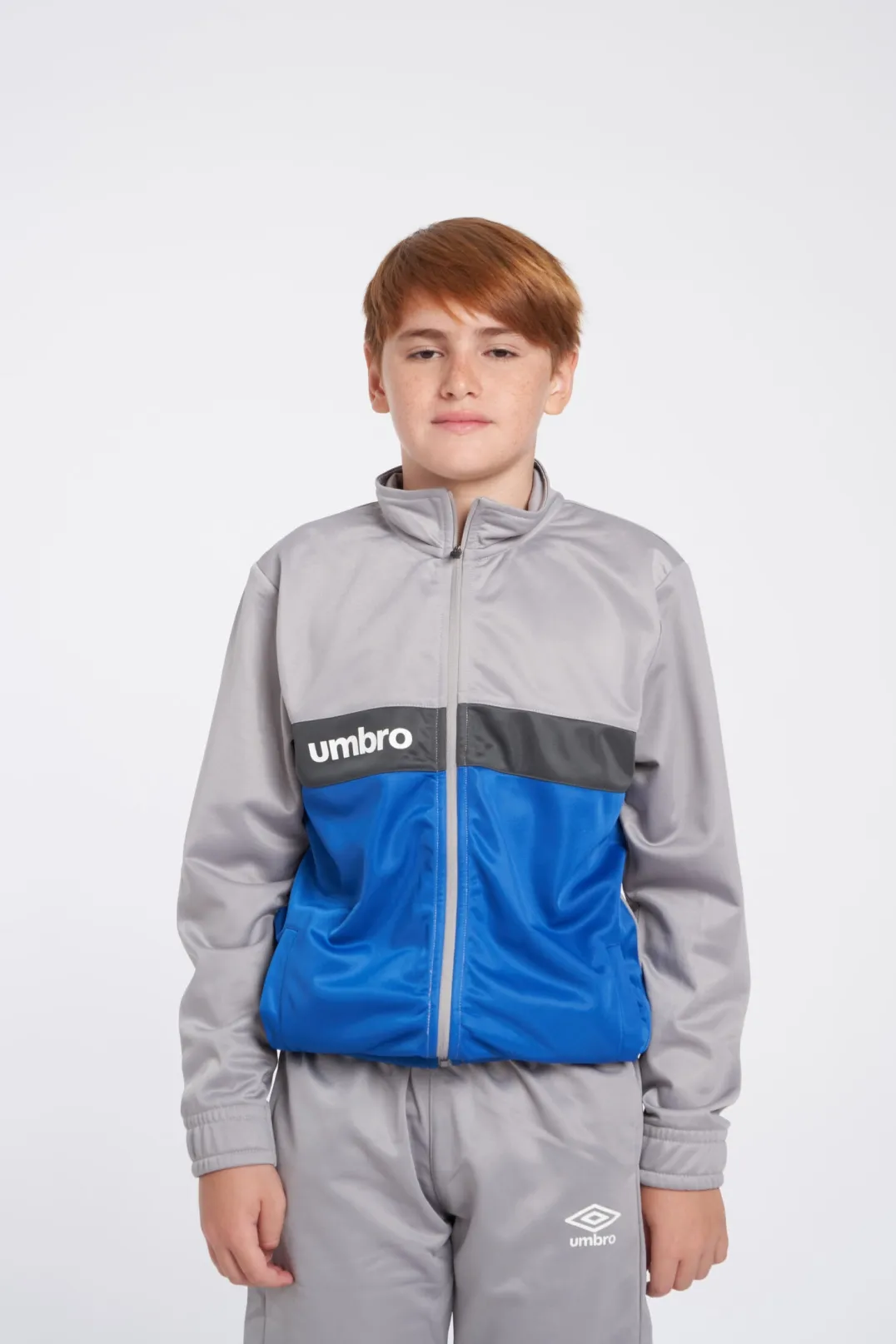 CHAQUETA UMBRO FW SPORTSWEAR TRACK TOP  JNR GREY MARL / NOUVEAN NAVY / WOODLAND GREY