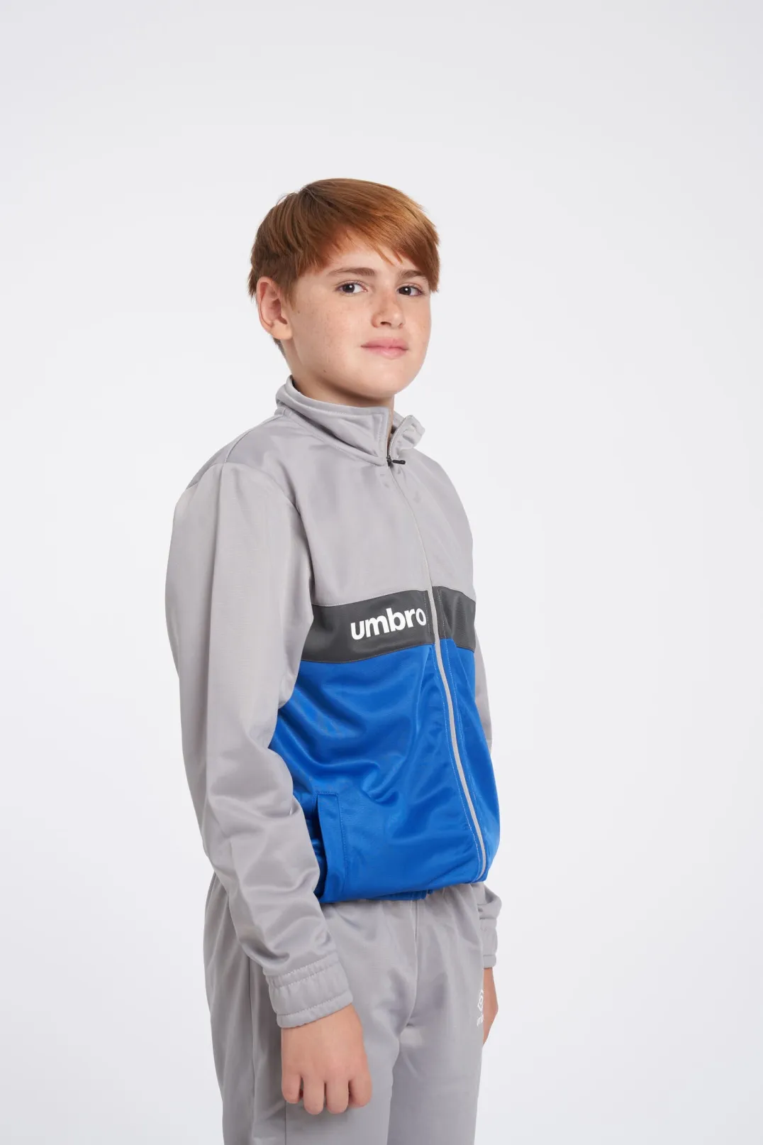 CHAQUETA UMBRO FW SPORTSWEAR TRACK TOP  JNR GREY MARL / NOUVEAN NAVY / WOODLAND GREY