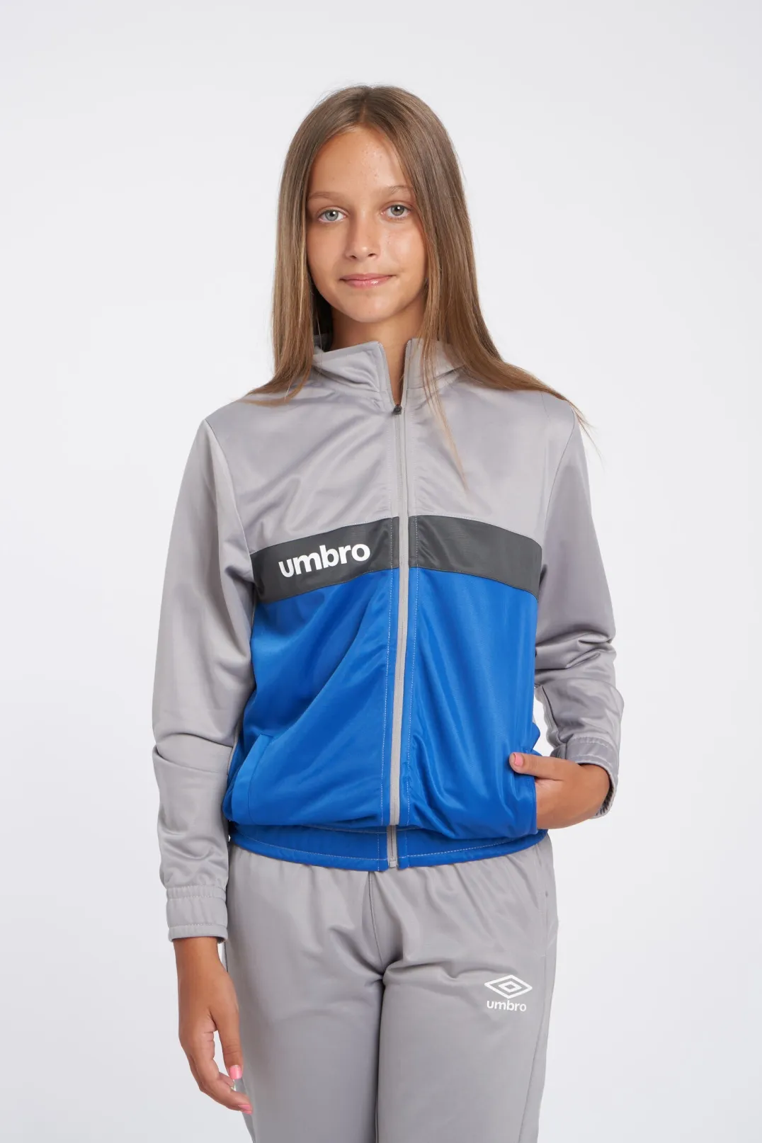 CHAQUETA UMBRO FW SPORTSWEAR TRACK TOP  JNR GREY MARL / NOUVEAN NAVY / WOODLAND GREY
